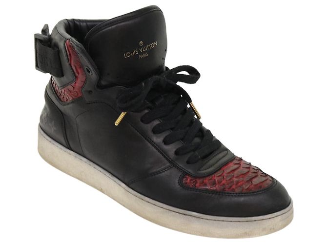 LOUIS VUITTON High Top Sneakers aus exotischem Leder 5.5 Schwarz Rot LV Auth ak201 - Ansicht 6