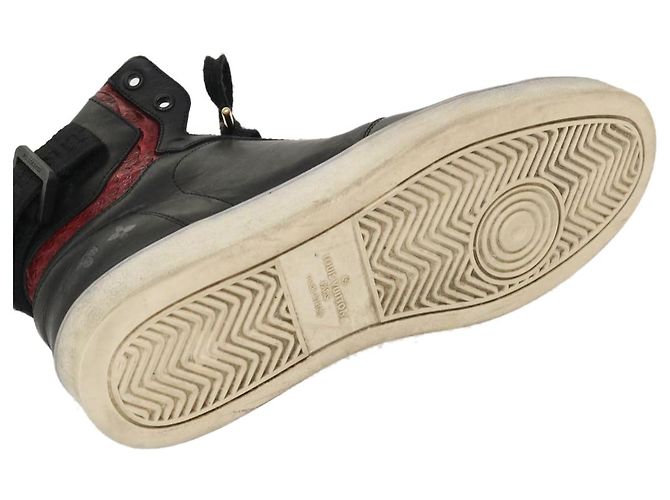 LOUIS VUITTON High Top Sneakers aus exotischem Leder 5.5 Schwarz Rot LV Auth ak201 - Ansicht 9