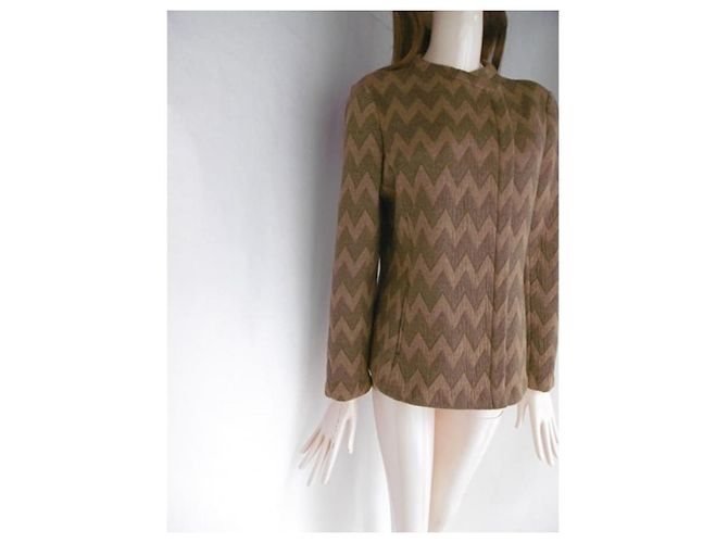 Giacca Chloé in lana e nylon marrone Marrone chiaro Marrone scuro - vista 10