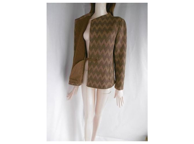 Giacca Chloé in lana e nylon marrone Marrone chiaro Marrone scuro - vista 2