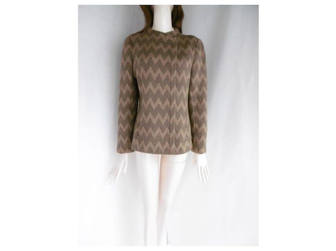 Giacca Chloé in lana e nylon marrone Marrone chiaro Marrone scuro - vista 9