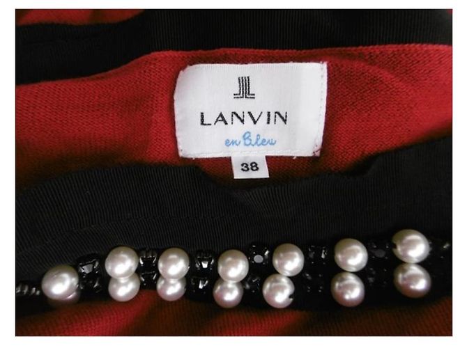 Lanvin-Pulloverkleid mit Perlenbesatz und Strasssteinen Rot - Ansicht 5
