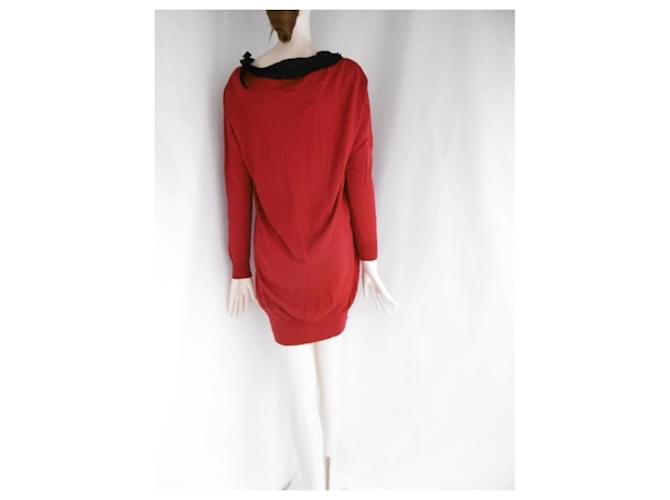 Lanvin-Pulloverkleid mit Perlenbesatz und Strasssteinen Rot - Ansicht 7