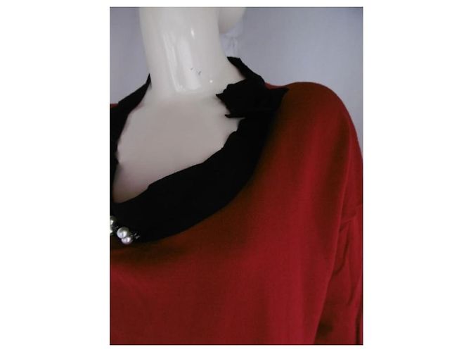 Lanvin-Pulloverkleid mit Perlenbesatz und Strasssteinen Rot - Ansicht 9