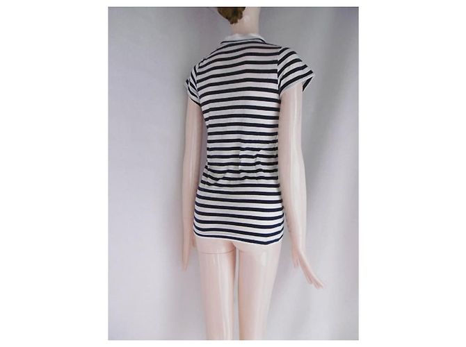 Sacai Luck Top con cuello redondo y rayas Luck de Sacai Blanco Azul marino - vista 10