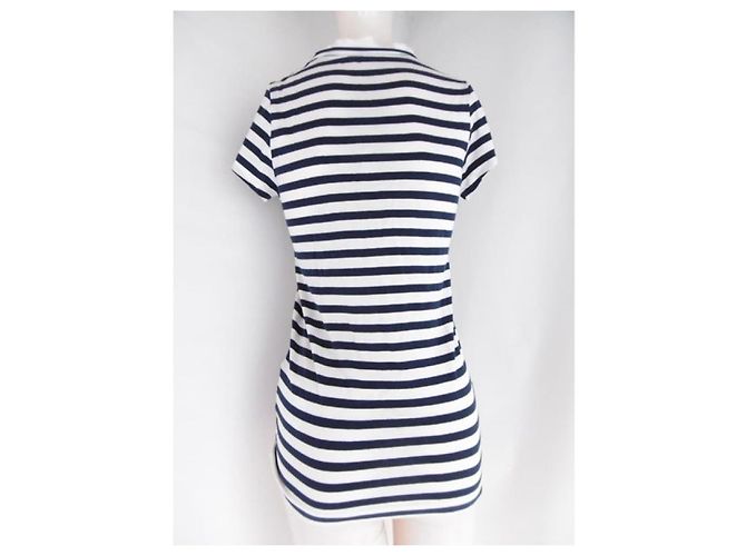 Sacai Luck Top con cuello redondo y rayas Luck de Sacai Blanco Azul marino - vista 3
