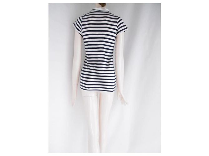 Sacai Luck Top con cuello redondo y rayas Luck de Sacai Blanco Azul marino - vista 9
