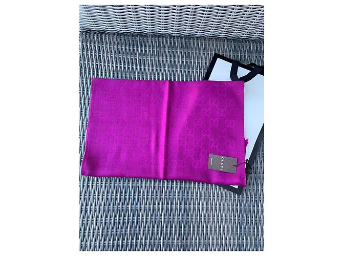 Sciarpa Gucci GG stampa fucsia lana e seta Fuschia - vista 2