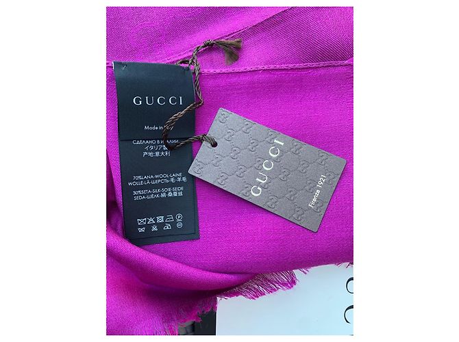 Sciarpa Gucci GG stampa fucsia lana e seta Fuschia - vista 6