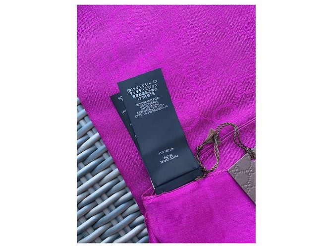 Sciarpa Gucci GG stampa fucsia lana e seta Fuschia - vista 7