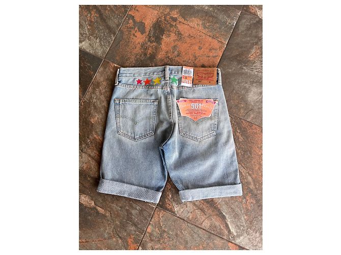 Pantaloncini Levi's 501 '90s in denim blu da donna - vista 5