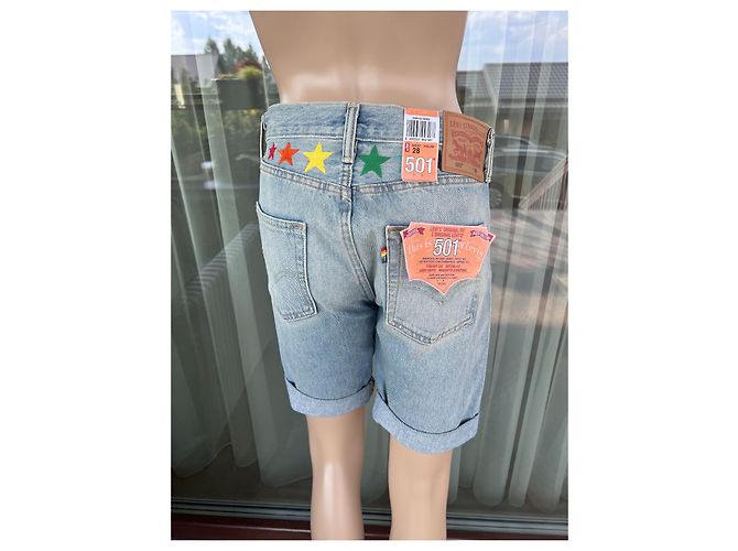 Pantaloncini Levi's 501 '90s in denim blu da donna - vista 6