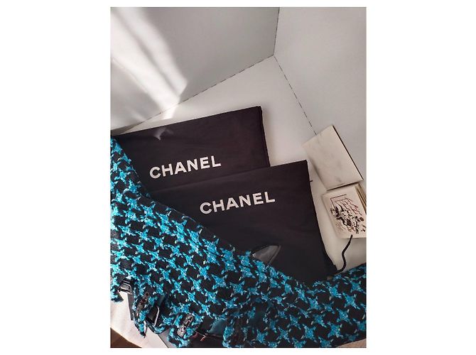 Chanel y Karl Lagerfeld 07EN 2007 Botas TWEED TURQUESA Multicolor - vista 3