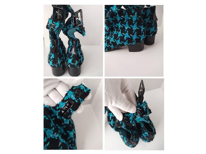 Chanel y Karl Lagerfeld 07EN 2007 Botas TWEED TURQUESA Multicolor - vista 6