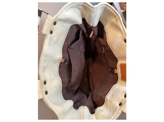 Louis Vuitton Borsa shopper in tela Globe Marrone Beige - vista 2