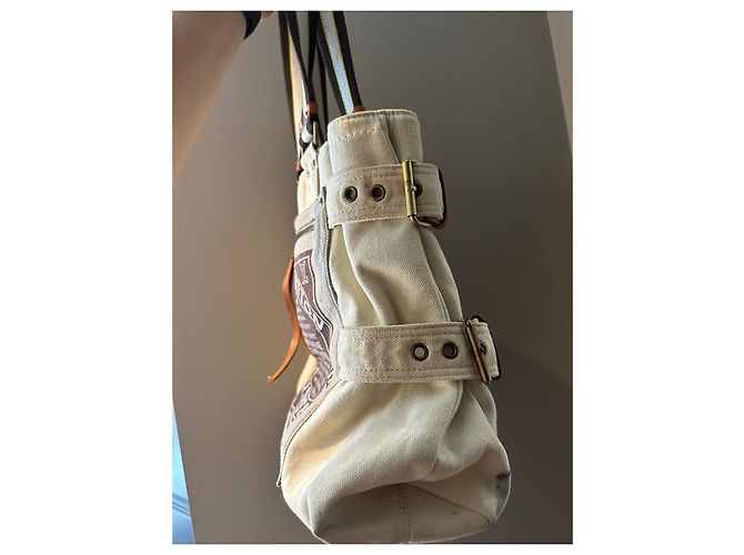 Louis Vuitton Borsa shopper in tela Globe Marrone Beige - vista 6
