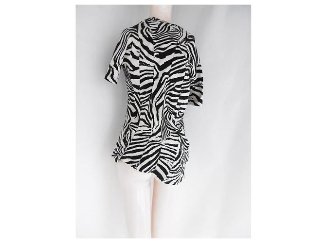 Junya Watanabe Comme des Garçons Top asimétrico con estampado de cebra Negro Blanco - vista 3