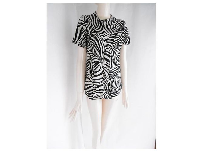 Junya Watanabe Comme des Garçons Top asimétrico con estampado de cebra Negro Blanco - vista 5