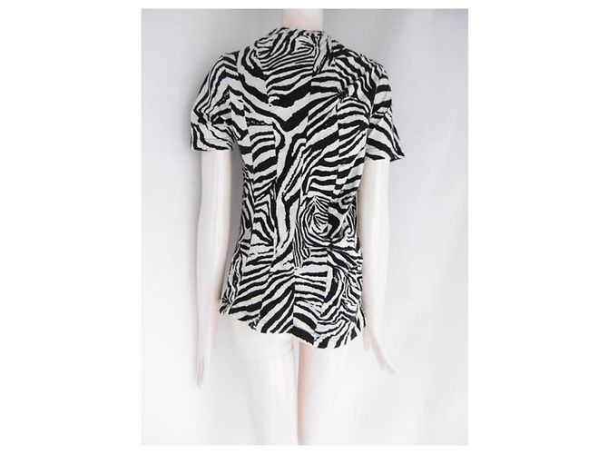 Junya Watanabe Comme des Garçons Top asimétrico con estampado de cebra Negro Blanco - vista 6