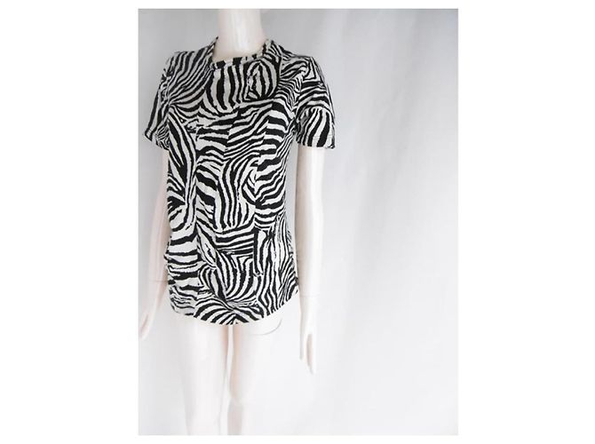Junya Watanabe Comme des Garçons Top asimétrico con estampado de cebra Negro Blanco - vista 8