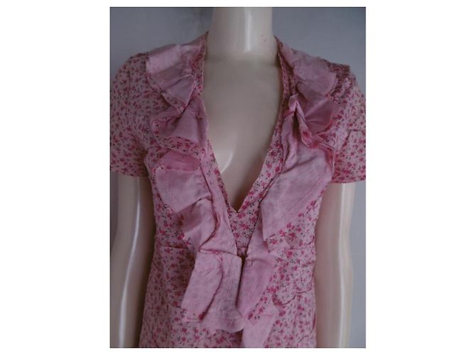 Comme des Garcons Blumenbluse mit Rüschen und V-Ausschnitt Pink - Ansicht 10