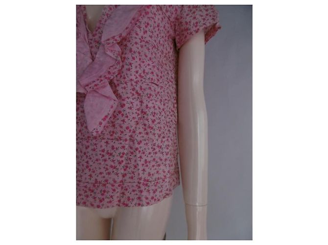 Comme des Garcons Blumenbluse mit Rüschen und V-Ausschnitt Pink - Ansicht 11