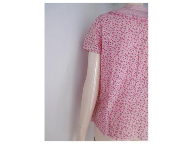 Comme des Garcons Blumenbluse mit Rüschen und V-Ausschnitt Pink - Ansicht 2