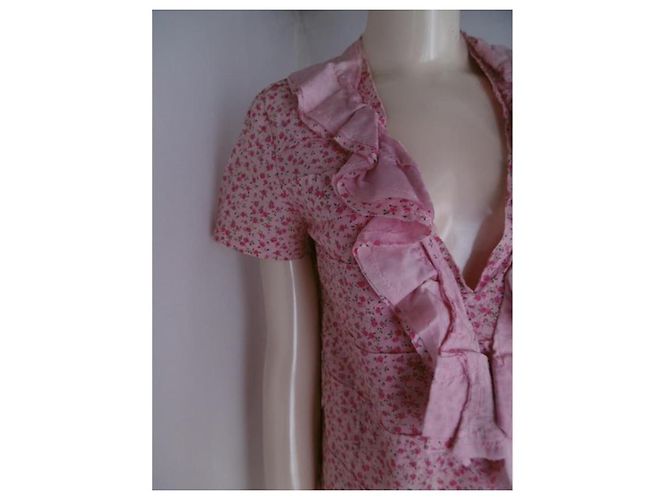 Comme des Garcons Blumenbluse mit Rüschen und V-Ausschnitt Pink - Ansicht 3