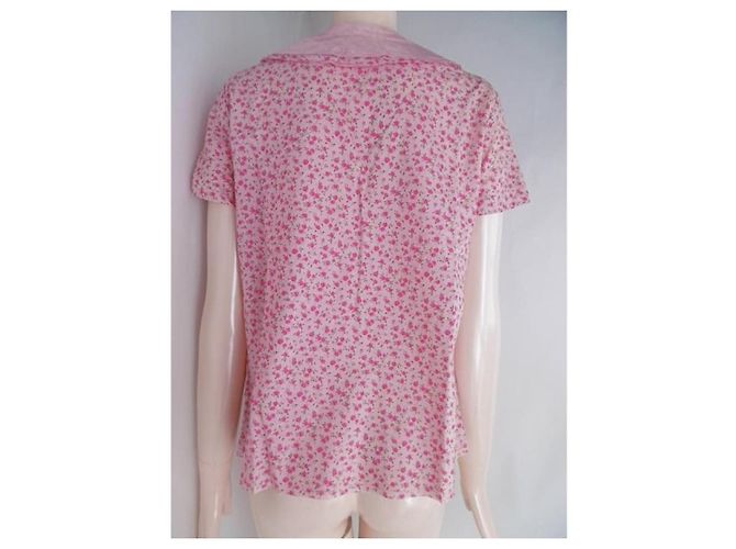 Comme des Garcons Blumenbluse mit Rüschen und V-Ausschnitt Pink - Ansicht 4