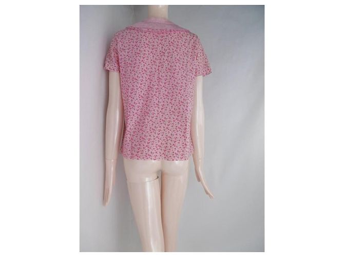 Comme des Garcons Blumenbluse mit Rüschen und V-Ausschnitt Pink - Ansicht 7