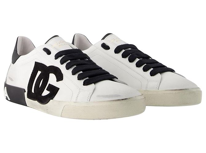 Dolce & Gabbana Sneakers Portofino - Dolce&Gabbana - Pelle - Nera/White - vista 2