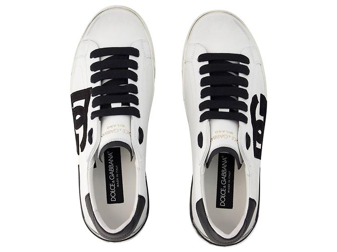 Dolce & Gabbana Sneakers Portofino - Dolce&Gabbana - Pelle - Nera/White - vista 4