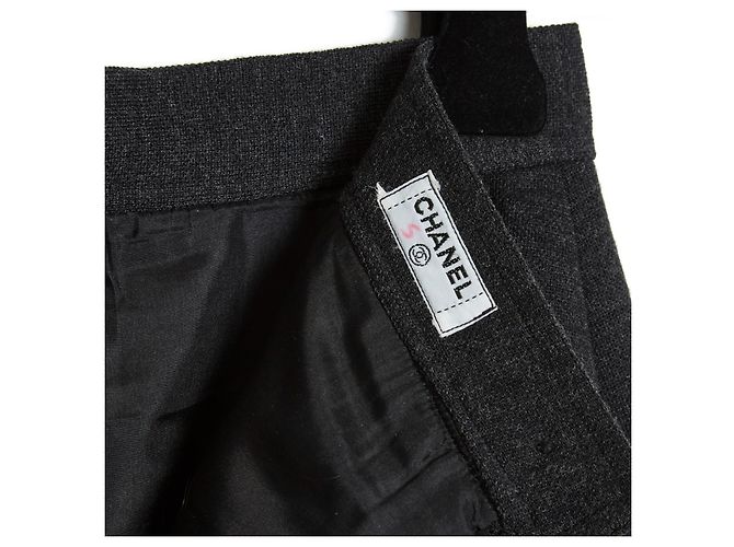 Chanel 1995 Falda lápiz de punto gris oscuro FR36 Gris antracita - vista 2