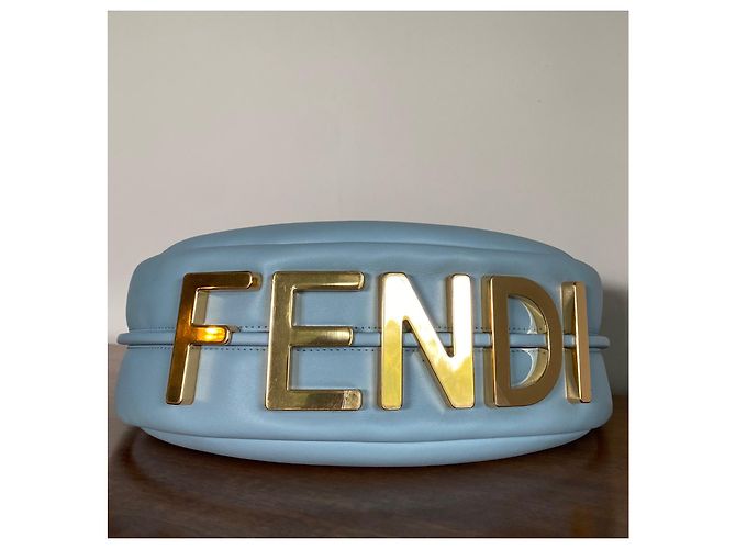 Borsa hobo Fendigraphy Fendi in pelle celeste Blu chiaro - vista 9