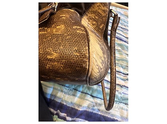 Bolsa Prada de Nylon com Estampa Python Marrom Escuro Castanho escuro - vista 3