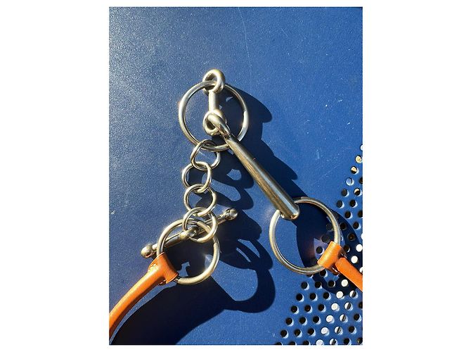 Collier Hermès Mors en cuir et métal Argenté Marron clair - vue 5