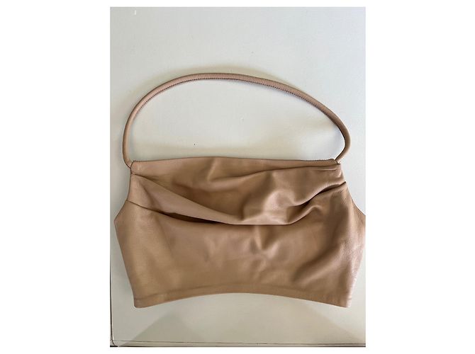 Top corto de cuero Balmain beige - vista 2