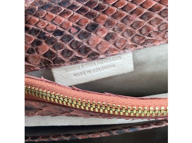 Nancy Gonzalez Red Python Skin Leather Double Top Handle Satchel Handbag - view 8