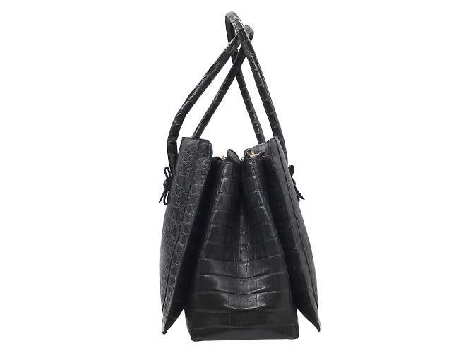 Nancy Gonzalez Borsa a mano con manico superiore foderata in pelle di coccodrillo grigio scuro - vista 2