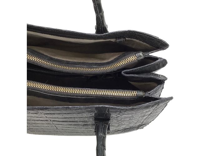 Nancy Gonzalez Borsa a mano con manico superiore foderata in pelle di coccodrillo grigio scuro - vista 6
