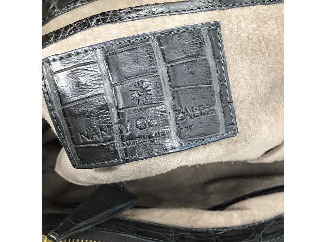 Nancy Gonzalez Borsa a mano con manico superiore foderata in pelle di coccodrillo grigio scuro - vista 7