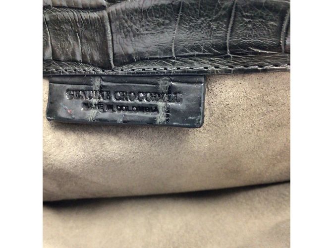 Nancy Gonzalez Borsa a mano con manico superiore foderata in pelle di coccodrillo grigio scuro - vista 8