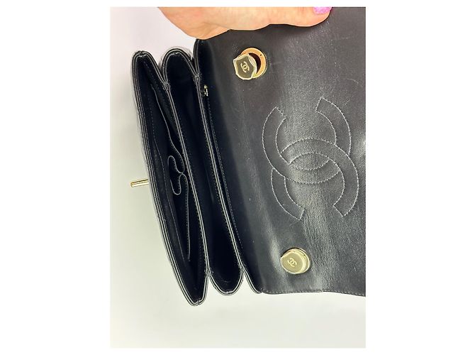 Trendy CC Chanel Trendige kleine CC-Handtasche mit Tragegriff oben Schwarz - Ansicht 10