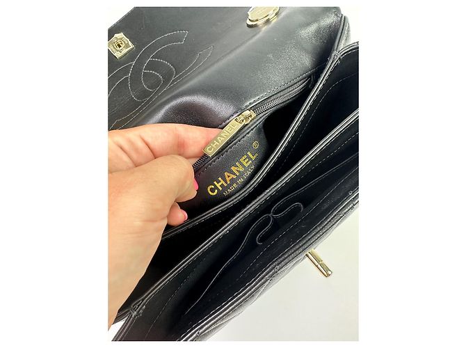 Trendy CC Chanel Trendige kleine CC-Handtasche mit Tragegriff oben Schwarz - Ansicht 11