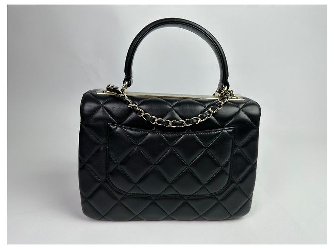 Trendy CC Chanel Trendige kleine CC-Handtasche mit Tragegriff oben Schwarz - Ansicht 2