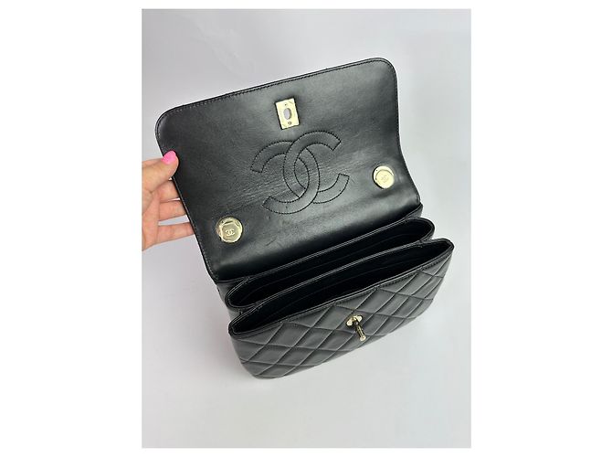 Trendy CC Chanel Trendige kleine CC-Handtasche mit Tragegriff oben Schwarz - Ansicht 8