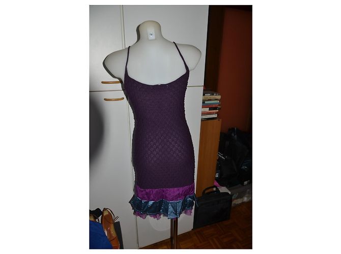 Franckie Morello Vestido midi Frankie Morello de lana turquesa y morado oscuro - vista 2