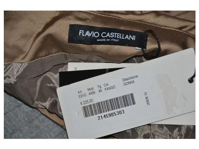 Minifalda Flavio Castellani de mezcla de algodón marrón claro Talla 44 - vista 3