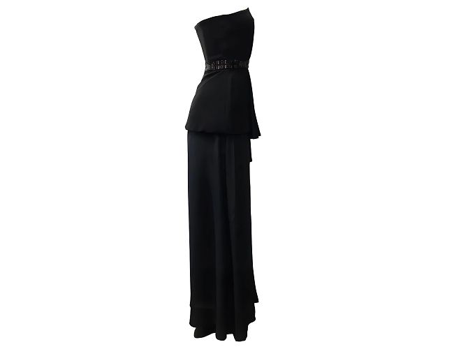 Sass & Bide – Schwarzes trägerloses Kleid mit Perlendetail und Maxi-Overlay - Ansicht 2