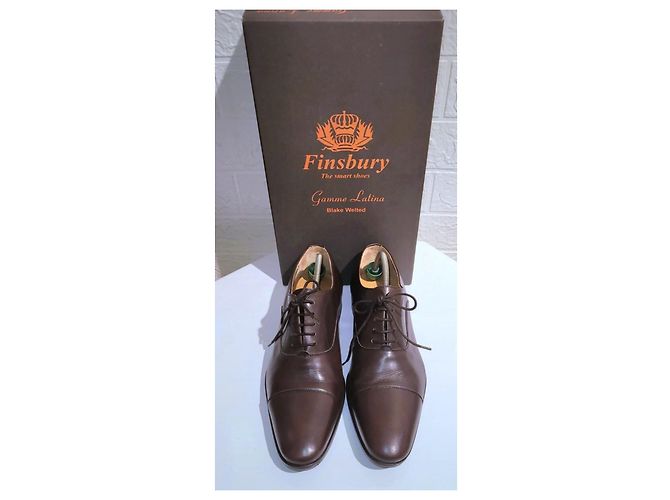 Finsbury Scarpe Oxford Cap Toe in Pelle Marrone Chiaro - vista 3